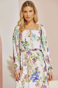 Floral Print Square Neck Dress