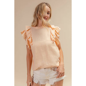 CRINKLE GAUZE FLUTTER TOP