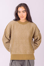 Two-Tone Casual Sweater - Olive