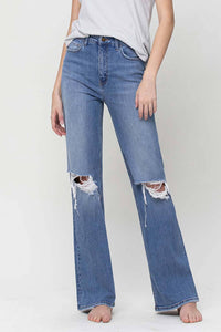 90'S VINTAGE SUPER HIGH RISE FLARE JEANS