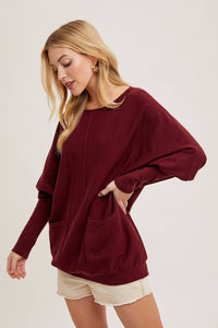 DOLMAN TUNIC KNIT SWEATER WITH POCKET