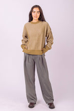 Two-Tone Casual Sweater - Olive