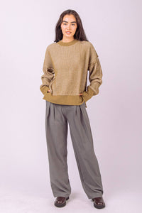 Two-Tone Casual Sweater - Olive