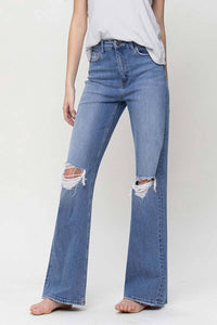 90'S VINTAGE SUPER HIGH RISE FLARE JEANS