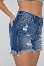 BF Shorts w/Uneven Fray Hem-DK wash