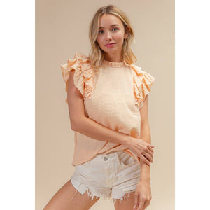 CRINKLE GAUZE FLUTTER TOP