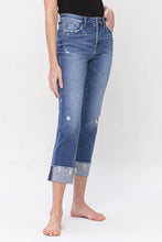 HIGH RISE CUFFED CROP STRAIGHT JEANS