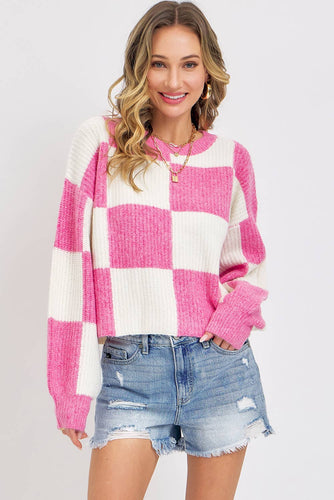 Pink Checker Sweater