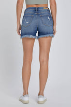 BF Shorts w/Uneven Fray Hem-DK wash