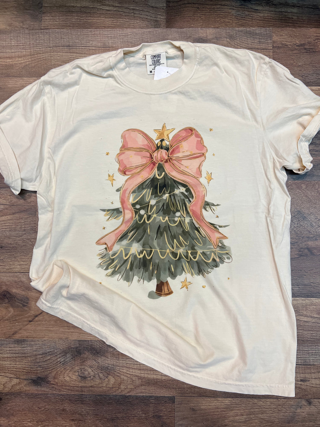 Watercolor Coquette Christmas Tree Tee