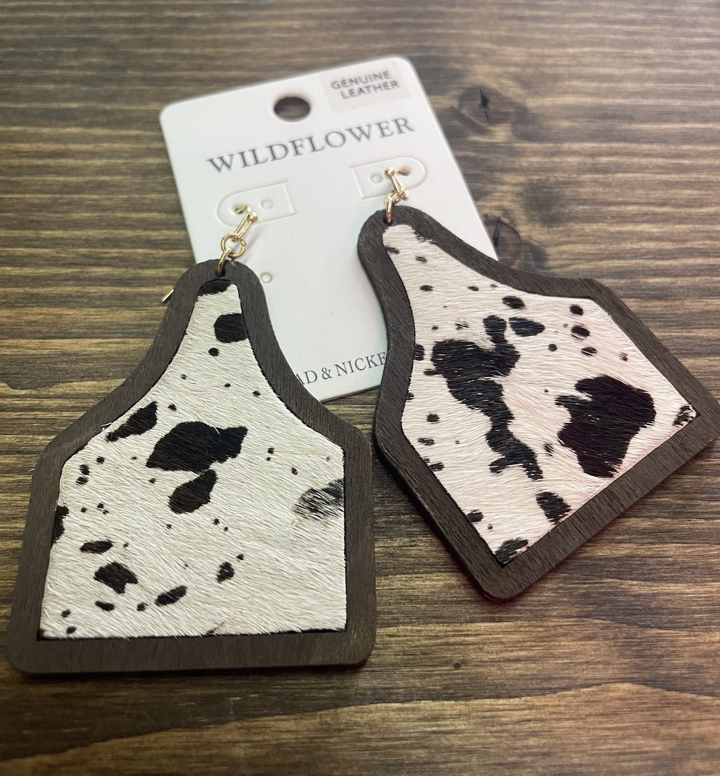 Faux Cattle Tag Earrings