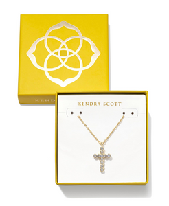 Boxed Cross Crystal Pendant Necklace