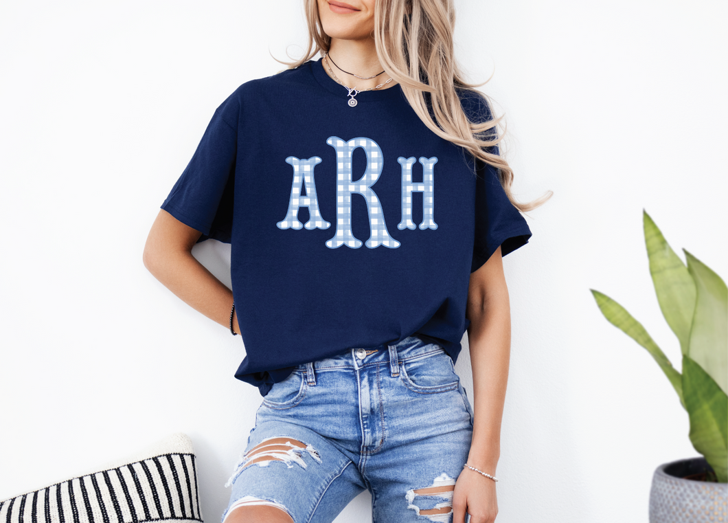 Gingham Monogram Tee