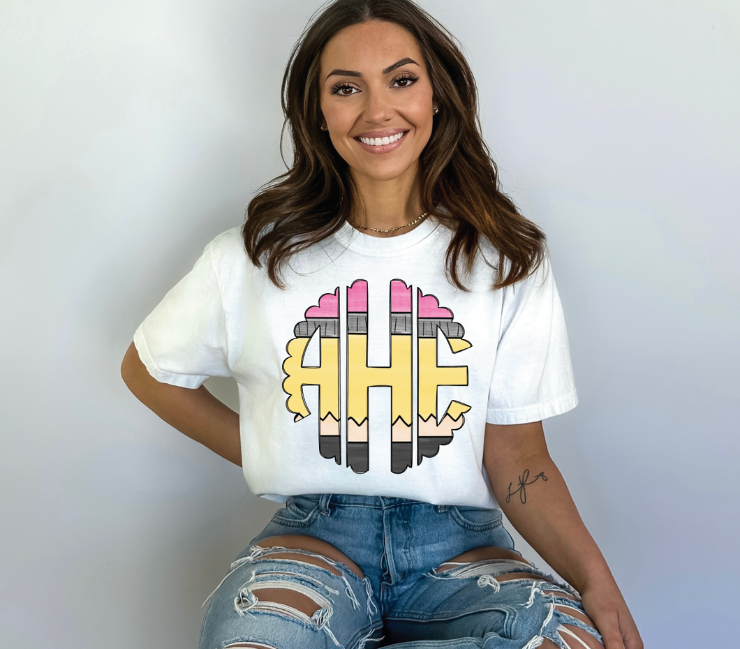 Pencil Monogram Tee