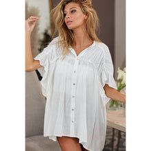 LOOSE FIT SLIKY WOVEN SHIRRIED SHIRT