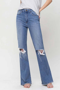 90'S VINTAGE SUPER HIGH RISE FLARE JEANS