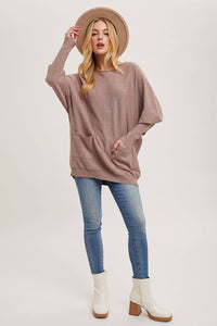 DOLMAN TUNIC KNIT SWEATER WITH POCKET