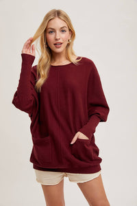 DOLMAN TUNIC KNIT SWEATER WITH POCKET