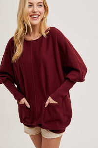 DOLMAN TUNIC KNIT SWEATER WITH POCKET