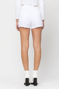 High Rise Mom Short -White