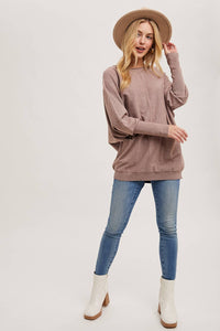 DOLMAN TUNIC KNIT SWEATER WITH POCKET