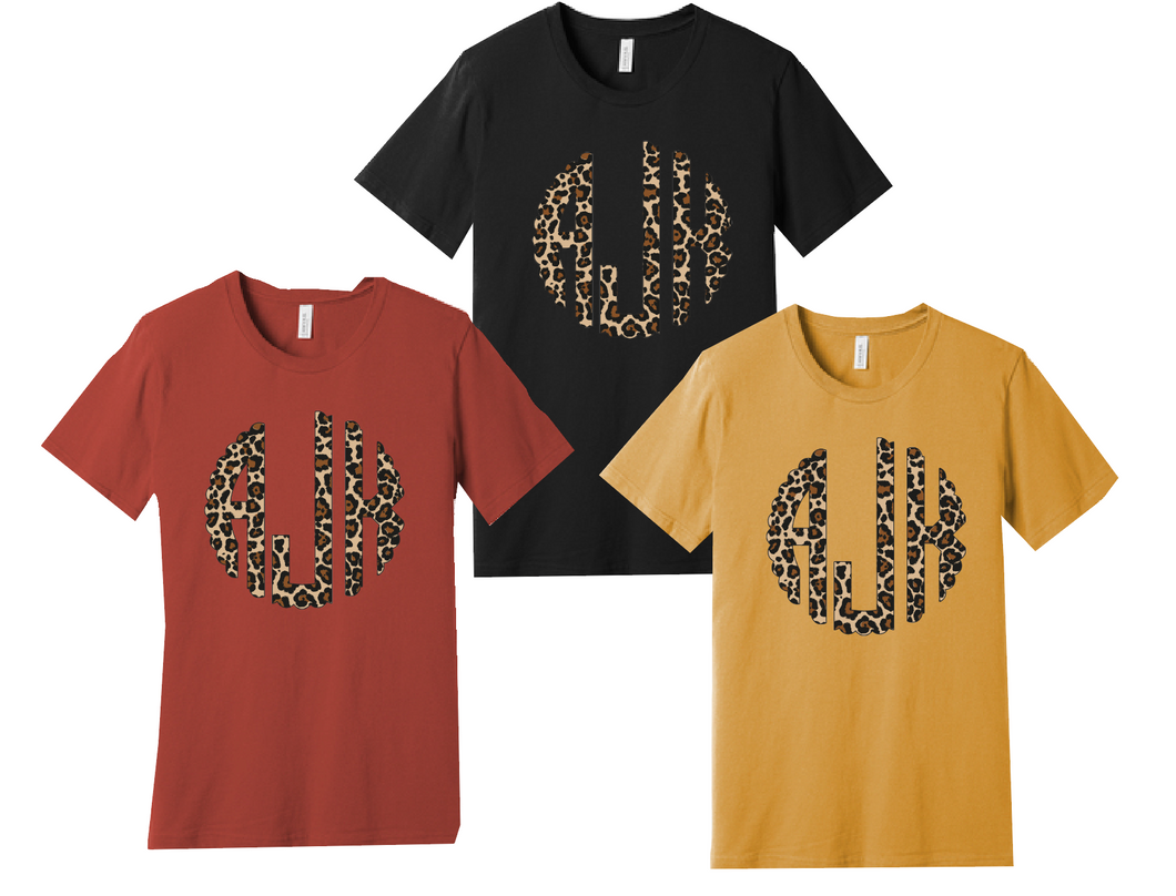 Fall Leopard Monogram Tee