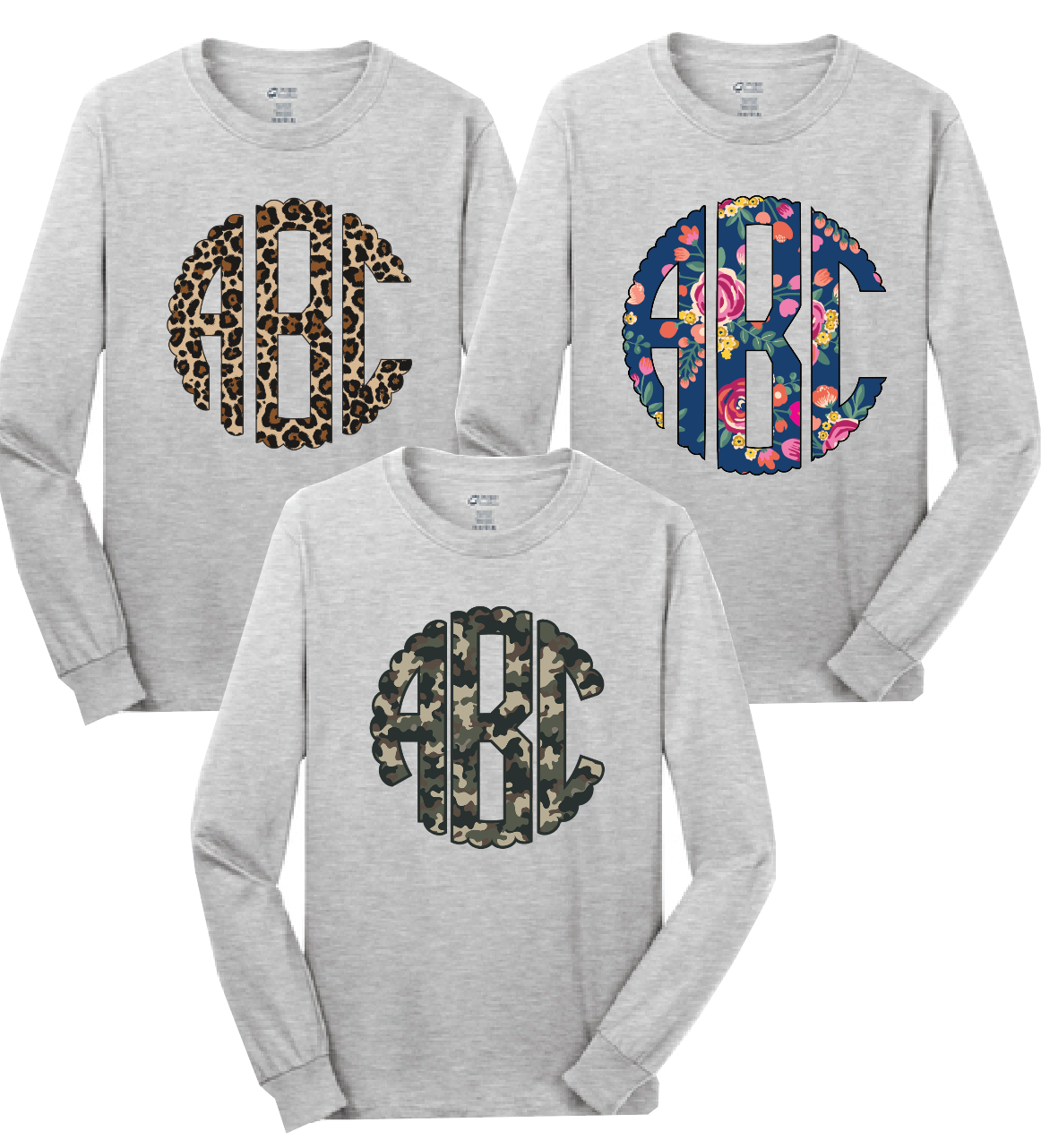 Monogrammed Long Sleeve Tee Shirt